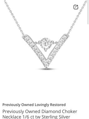 Diamond Necklace Sterling Silver V-Point Style Kay Jewelers